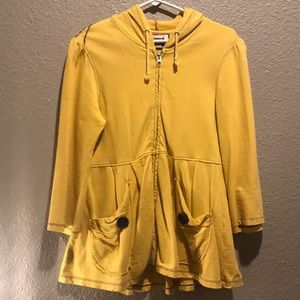 Mustard crop sleeve fashion hoodie